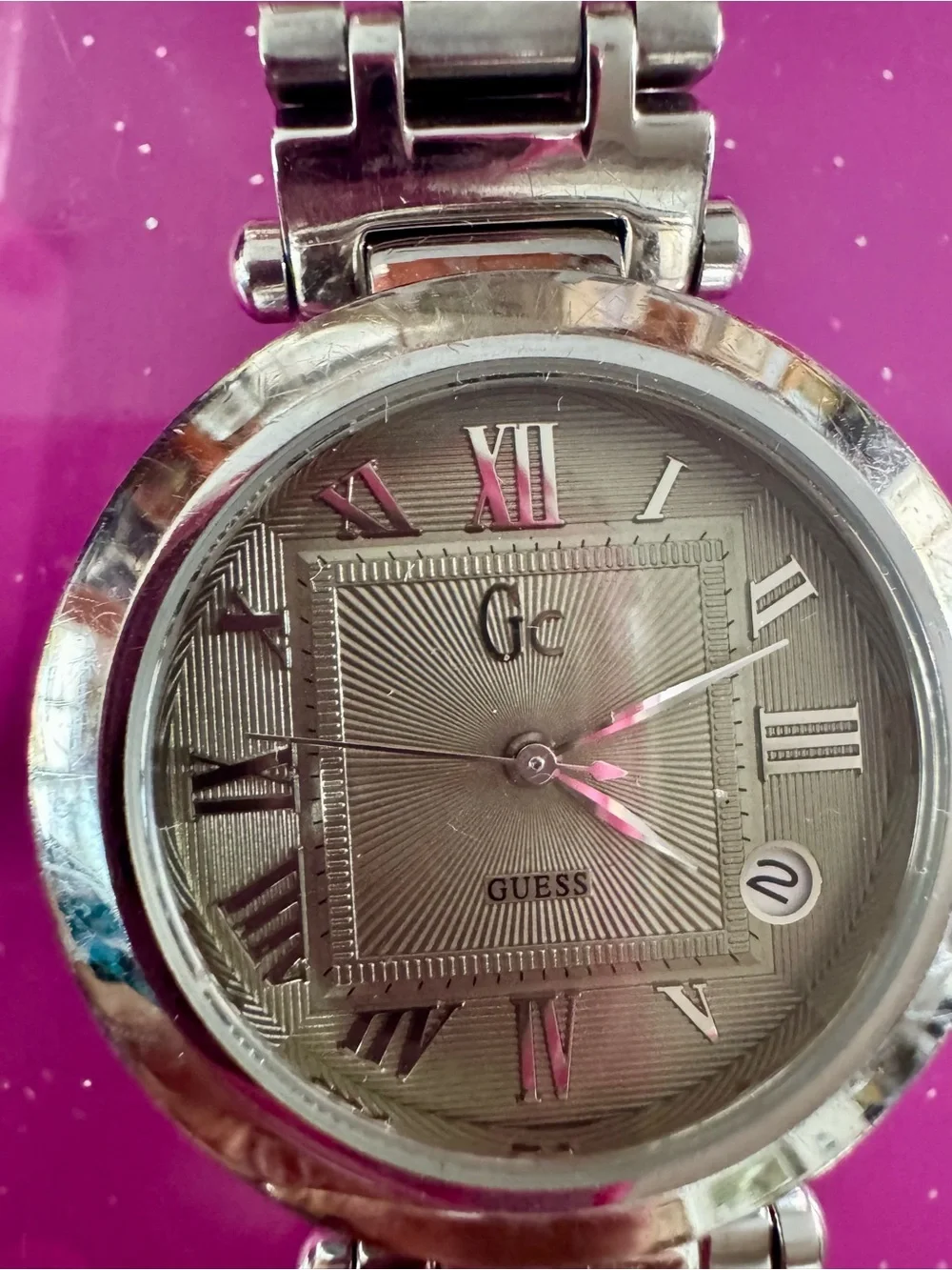 Guess Silver Gc Stainless Steel Bracelet Watch